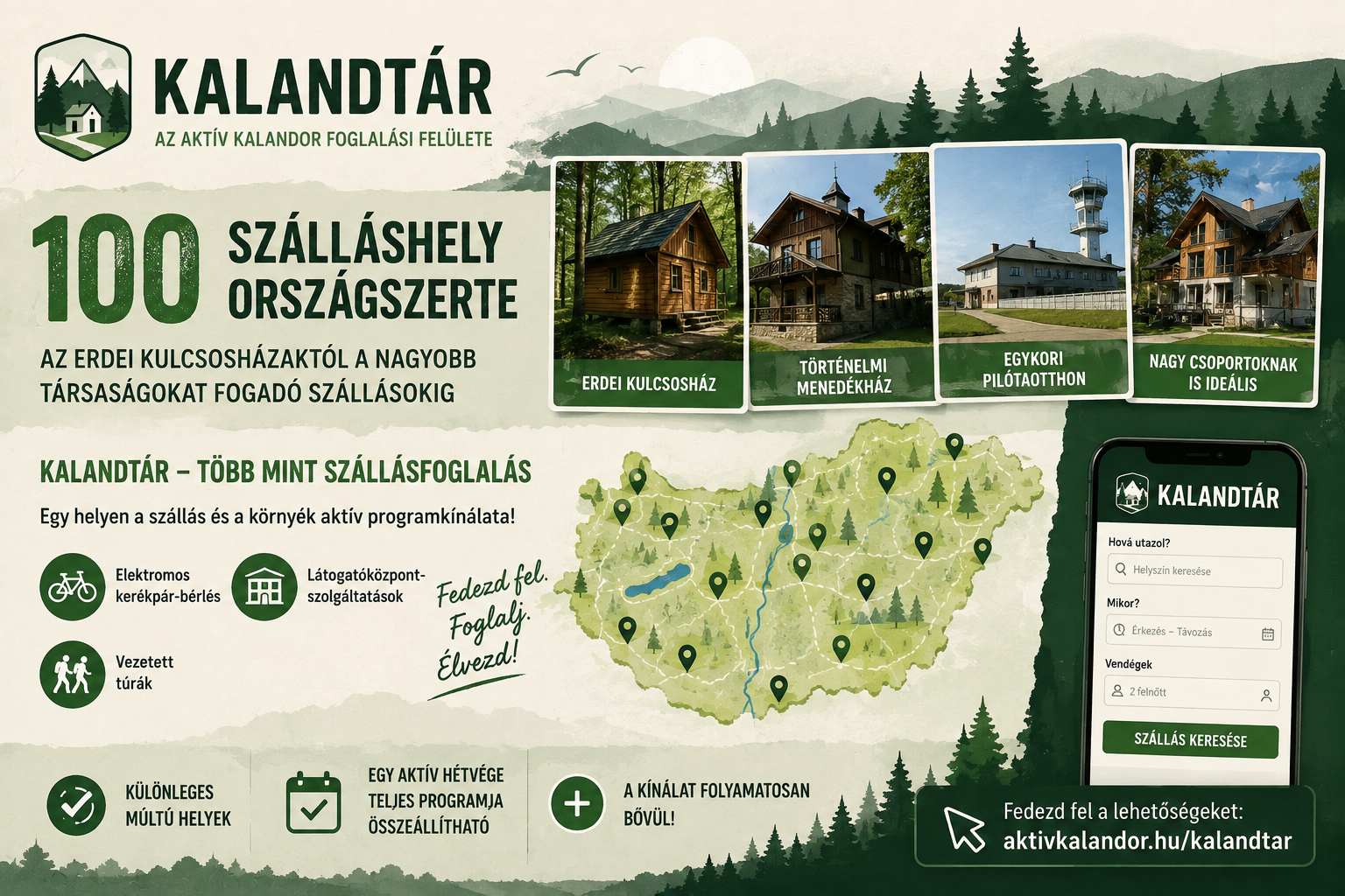 Már 100 szálláshely foglalható az Aktív Kalandor Kalandtárában