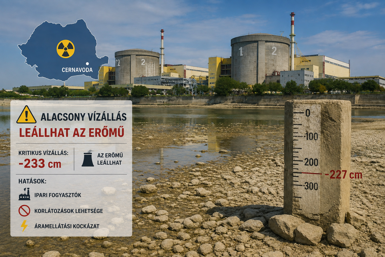 Leállhat a romániai atomerőmű a Duna alacsony vízállása miatt